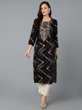 Viscose Rayon Black Printed Straight